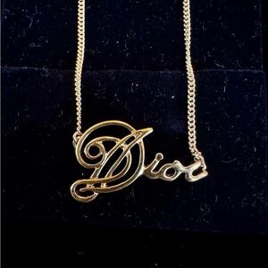 Dior Vintage Gold plated Logo Necklace EUC